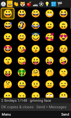 Emoji Pad opened by the voice button